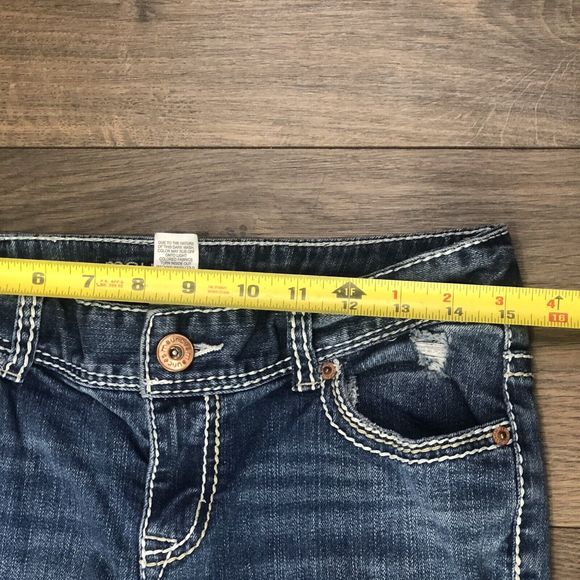 Maurices Denim Jeans Jeggings Distressed  Patch BOHO 3 Long Stretch - Picture 7 of 14